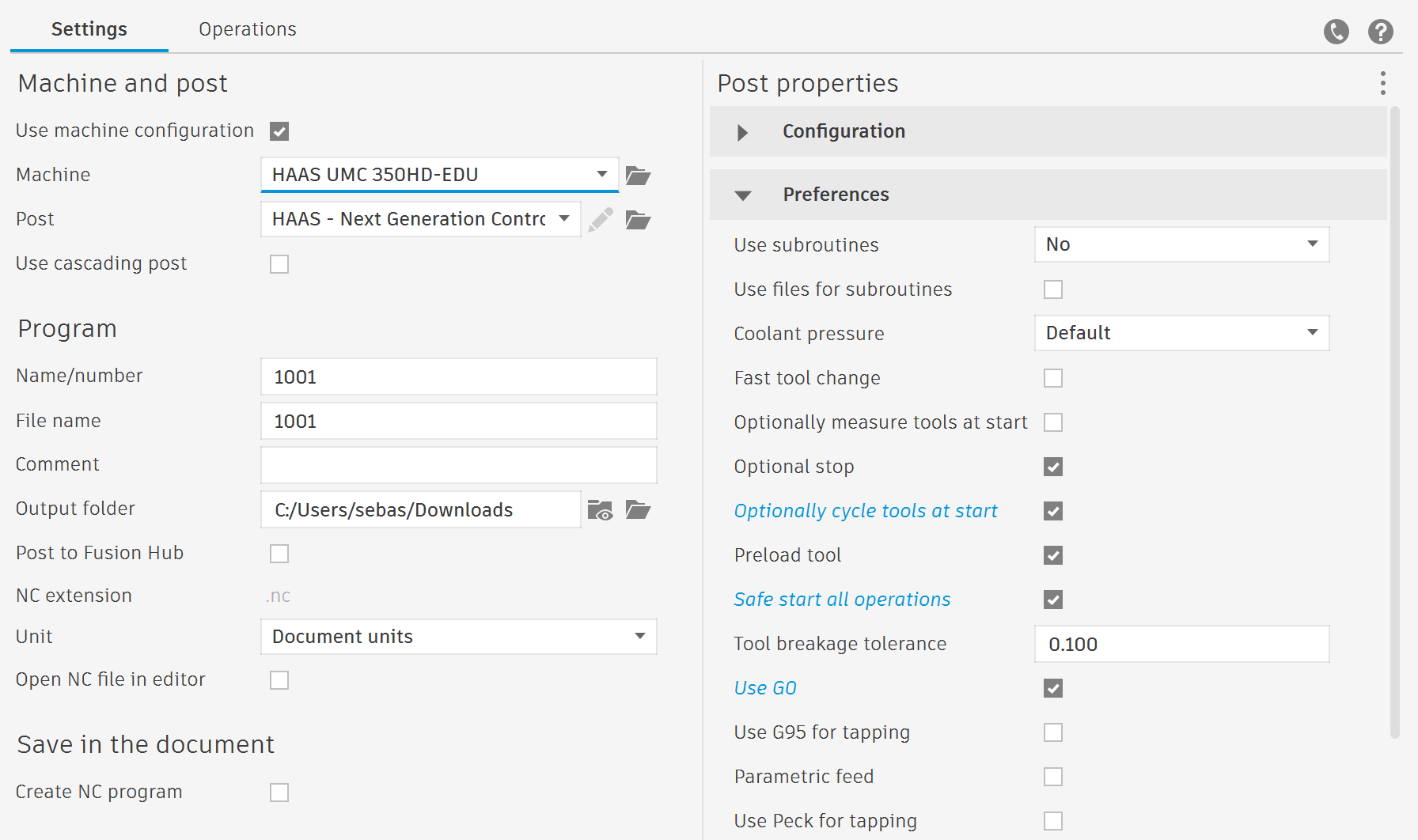 post process settings